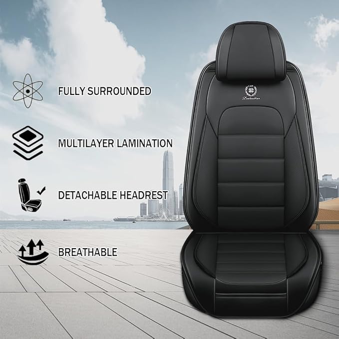3DLEATHER Car Seat Cover for Toyota 4Runner 2010, Comfortable and Breathable, Nappa Leather Protectors with Pockets, All Season Non-Slip Car Seat Cushion (Full Black/Standard)