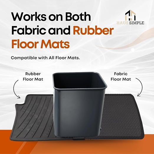 HAUSSIMPLE Car Trash Can Waterproof Vehicle Garbage Bin, Leakproof Anti Slip Floor Mat Clip Trash Bag Holder for Car, Truck, SUV, Van Portable Auto Trash Container with Stability Clips (Gray, Small)
