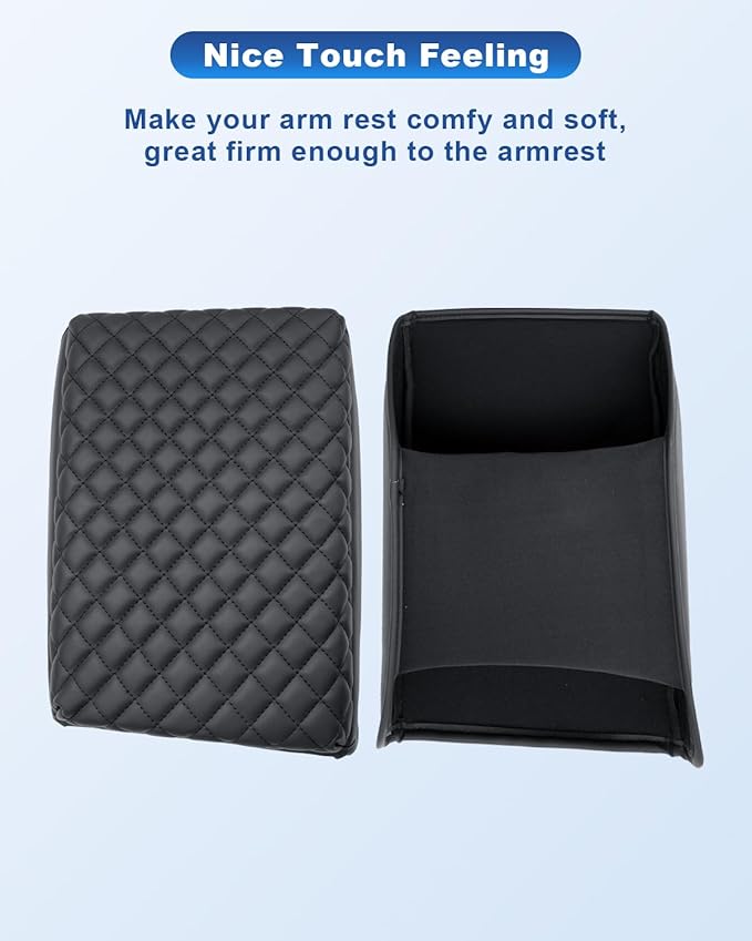 CDEFG for 2024 2025 2026 VW Volkswagen Atlas Center Console Cover for 2024 2025 2026 VW Atlas Cross Sport Accessories Armrest Cover Middle Console Pad Arm Rest Cushion(Black Thick Pad)