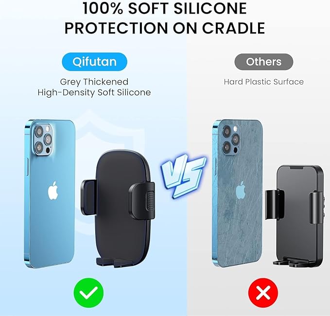 Qifutan Cell Phone Holder Long Arm Dashboard Windshield Car Phone Holder Anti-Shake Stabilizer Phone Car Holder Compatible with Phone Smartphone Grey