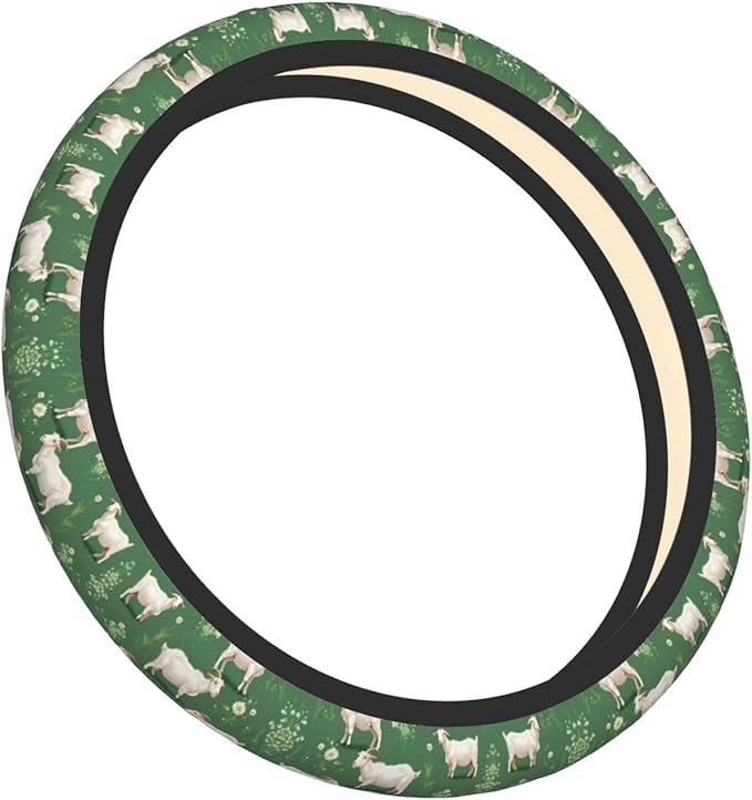 Goat Floral Car Steering Wheel Cover, 15 Inch Steering Wheel Cover Stylish Decor for Most Cars