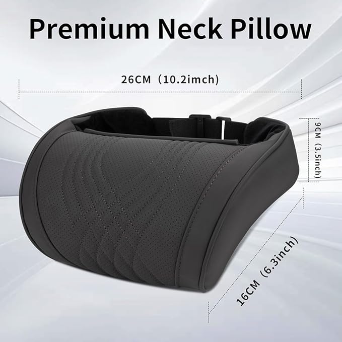 Dapucarin Car Headrest Memory Foam Neck Pillow for Driving with Leather Cover Soft Comfortable Seat Head Pillow Cushion for Most Cars SUV Sedan Home Office Black (2PC)