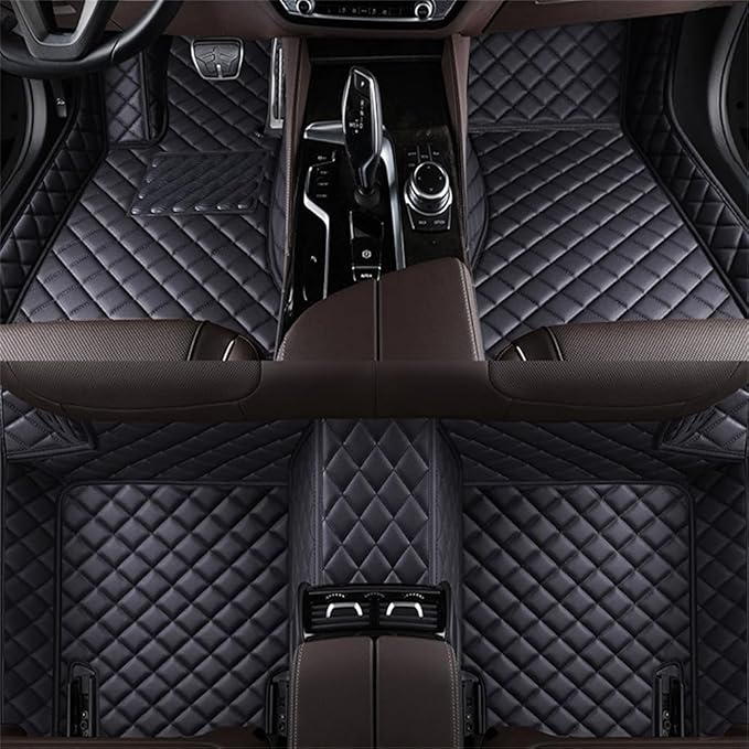 Custom Car Mats All Weather Fit Automotive Floor Mats PU Leather Protector Mat for Most Sedan, SUV, Truck Floor Mats (Black)
