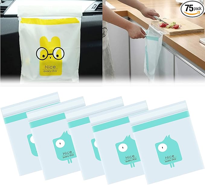 75pcs Easy Stick-On Disposable Car Trash Bags