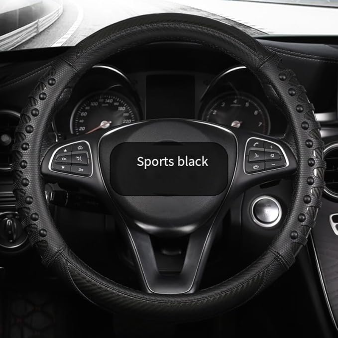 Steering Wheel Cover For Women And Men,Carbon Fiber Steering Wheel-Anti-Slip, Scratch-Resistant, Current Fit For 14–16 Inch Wheels Fit For Most Cars(40CM Brown)
