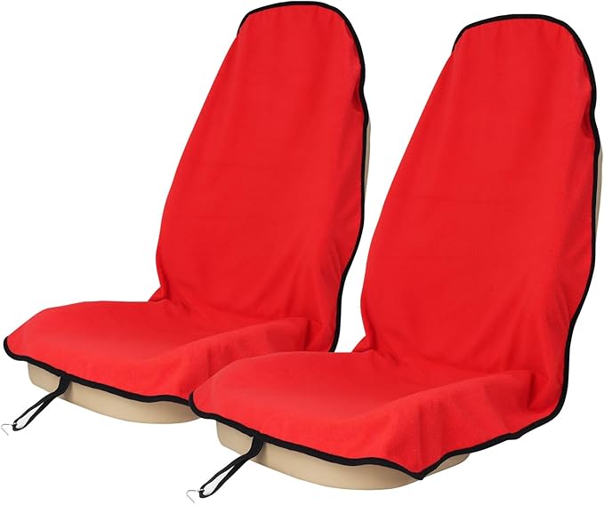 nbnhxnff Sweat Towel Car Seat Cover Protector Front Seats for Gym Workout, Running, Swimming, Beach and Hiking, Waterproof Universal Seat Cover for Car, Trucks, Van & SUV (Red, 2pcs Front Seat)