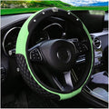 Bling Car Steering Wheel Cover, Diamond Leather Crystal Rhinestones Vehicles Steering Wheel Protector, Sparkling Anti-Slip Automotive Interior Decoration Accessories, Universal Fit (Green)
