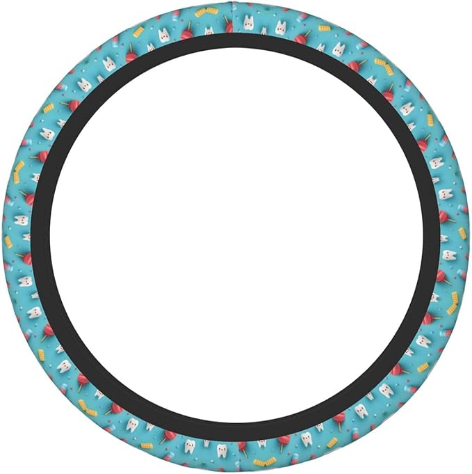 Neoprene Steering Wheel Cover Dental Print Car Steering Wheel Cover Universal Fit for Most Cars