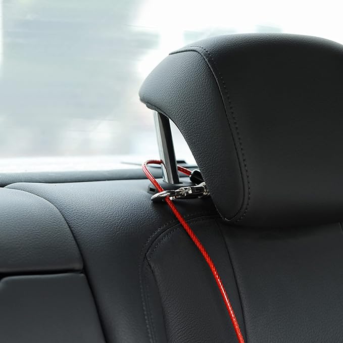 Mi Metty Dog Seat Belt Harness for Car,2pcs Dog Seatbelt of Coated Wire Leash Safety Restraint,No Chew Tether Cable Vehicle Dog Accessories,Double Clips & Latch (2 Pack Red+Blue, 24 inch/60 CM)