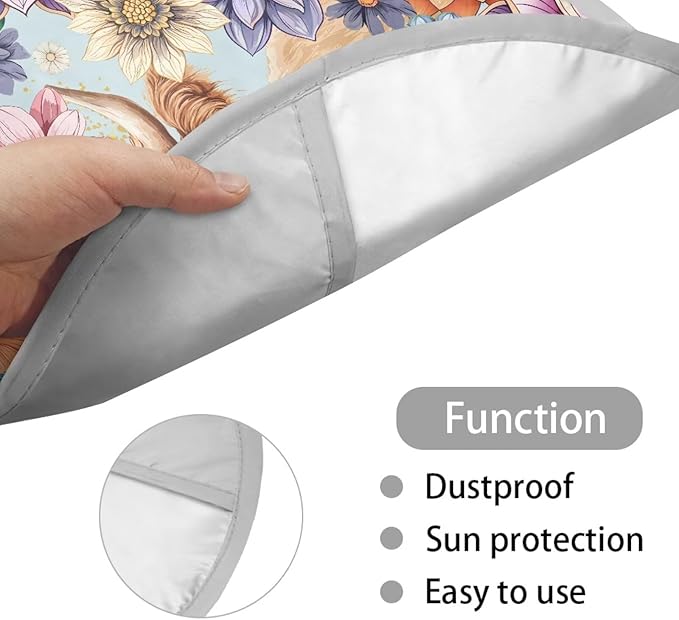 Highland Cow Reflective Steering Wheel Shield Sunshade Flower Car Rudder Sun Shade Cover 17 Inch Universal Steering Wheel Sun Block for Most Vehicle Gift for Holiday