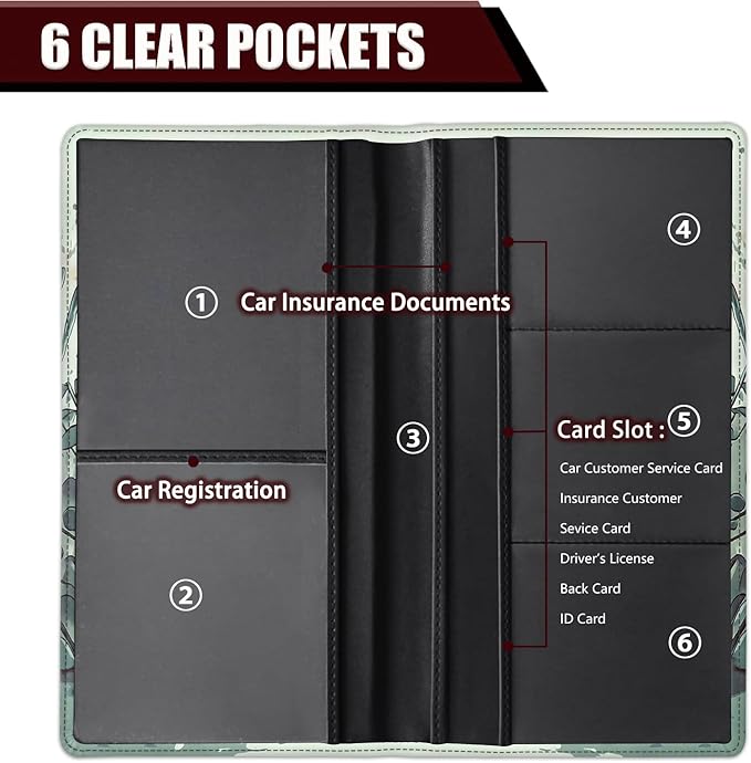 Car Registration Holder, PU Leather Vehicle Glove Box Organizer for Driver License, Document, Car Insurance Holder with Magnetic Shut, Auto Paperwork Wallet Accessories, Cute Koala Eating Biscuits