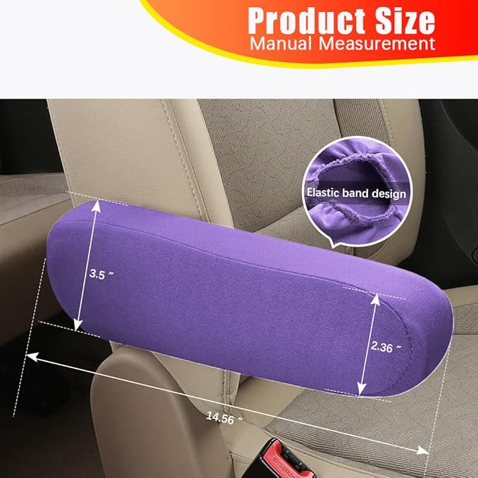 Smeyta 2PC Car Front Seat Armrest Covers,Universal Size Seat Arm Rest Cover,Flat Cloth Fabric Armrest Cover,Car Interior Accessories(Purple,1Pair)