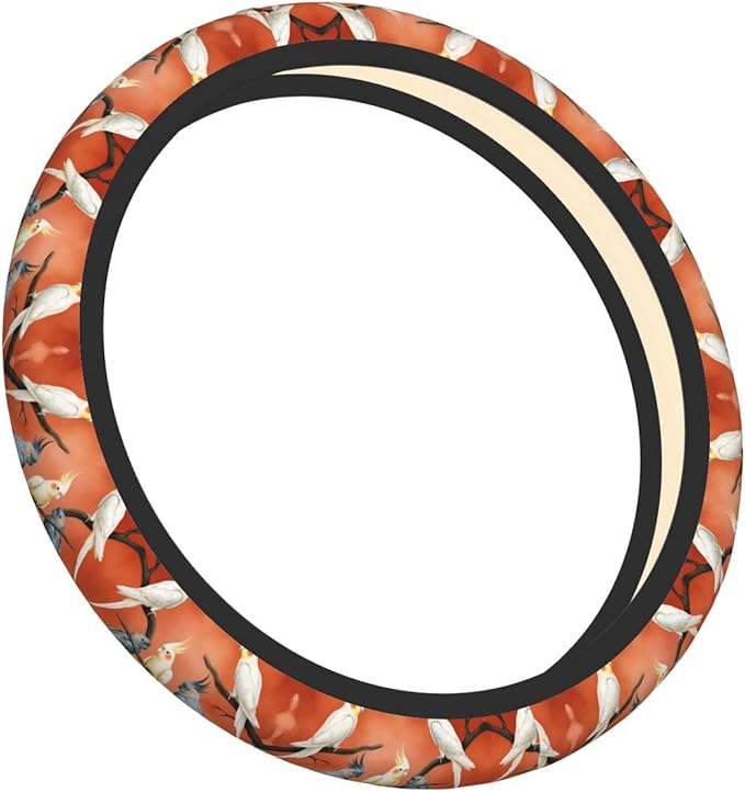 Cockatiel Fun Car Steering Wheel Cover, 15 Inch Steering Wheel Cover Stylish Decor for Most Cars