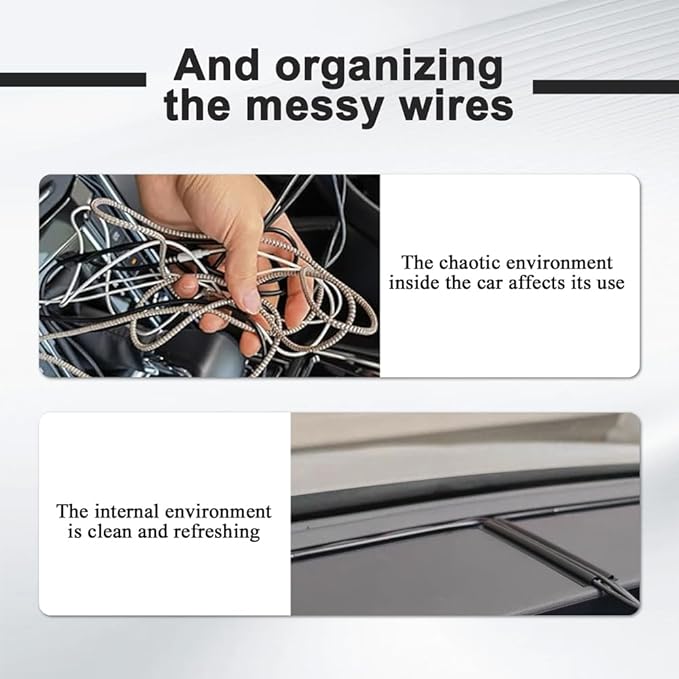 4PCS Car Concealed Wire Cover, Car Wire Sleeve, Automotive Power Cord Cover, Car Interior Accessories Adhesive Cable Hidden Protector for Cords USB Video Audio Network Cables Sleeve Organizer