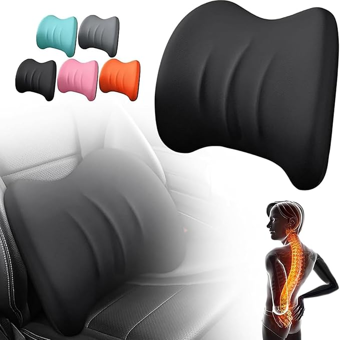 Car Headrest & Lumbar Support Cushion for Hyundai Santa Fe 2010-2023, Ergonomic Car Seat Headrest Memory Foam Neck and Back Pillow Kit Breathable Removable for Driving Fatigue Relief,B/Gray