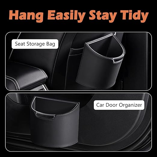 LoopTime Leakproof Car Trash Can,Mini Car Trash Bin for SUV and Truck,Small Removable Liner Garbage Can,Waterproof Automotive Trash Can for Vehicle,Home,Office,Multipurpose,Easy to Clean (Orange)