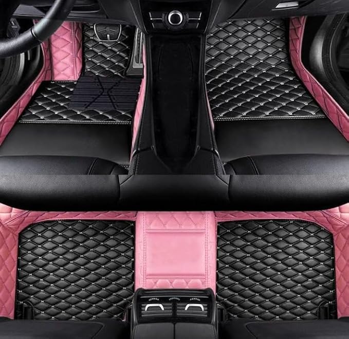 SARAHS Customized car Floor mats -Suitable for 99% of Cars, SUVs, and Trucks - car Pads to Protect Vehicle Interior Floor Accessories (Pink and Black)