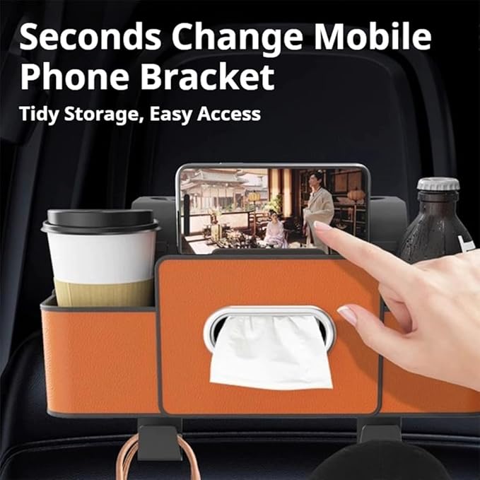 2026 New Car Organizer Back Seat, Car Organizers and Storage Box Behind Seat, 3-in-1 Multifunctional Car Backseat Organizer with Cup Holder & Tissue Box for Hold Phone, Snacks, Drinks, Handbag (B*1)