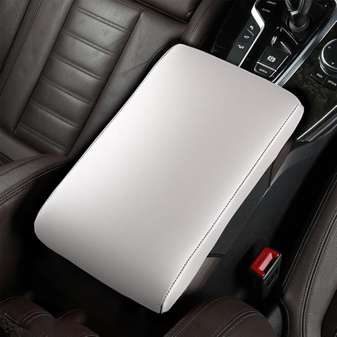 Car Armrest Box Pad for Honda Civic 2022-2025, Pu Leather Covers Arm Rest Cushion Protector Comfortable Center Console Decoration Accessories,32 * 20 * 5cm-White