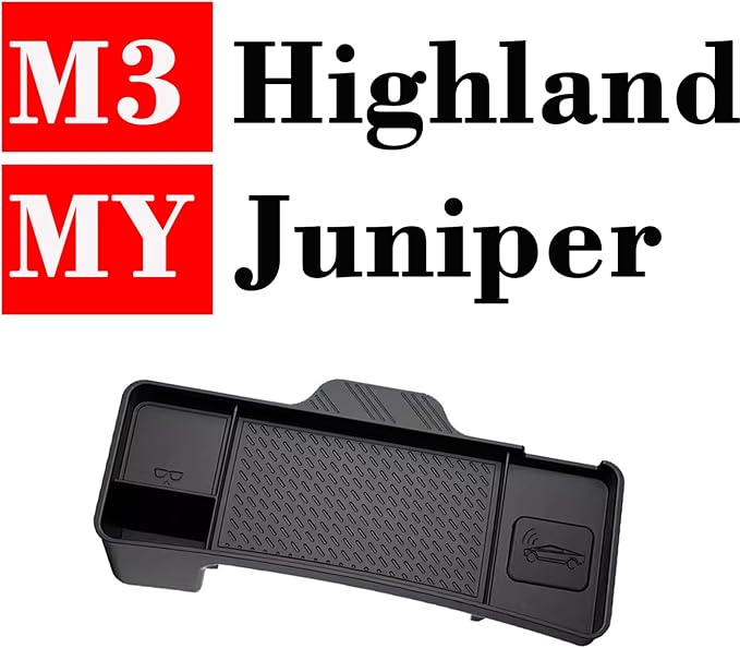 yhcdsea for 2024-2026 Tesla Model 3 Highland and 2025 2026 Tesla Model Y Juniper Center Console Organizer Behind Screen Storage Box Dashboard Hidden Tray Interior Accessories
