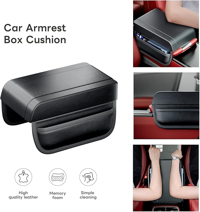 Civenhhd Car Armrest Pad, Universal Armrest Cushion Pad, Leather Armrest Box Pad