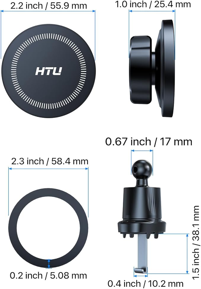 [2026 True Military-Grade] Magnetic Car Mount Vent [Upgraded Strongest Magnet & Metal Hook] for MagSafe Phone Holder Car for iPhone 17 16 15 14 13 Android【Patent & Safety Certs】, Non-Charging, Black