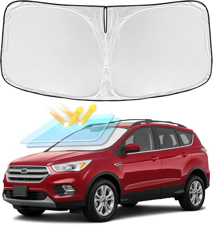 for Ford Escape 2013-2019 Windshield Sun Shade - 4 Layers Car Sunshades for Front Windows Shade Cover Custom Fit Escape Sun Visor 240T Retractable Shade Blocks UV Rays Car Accessories