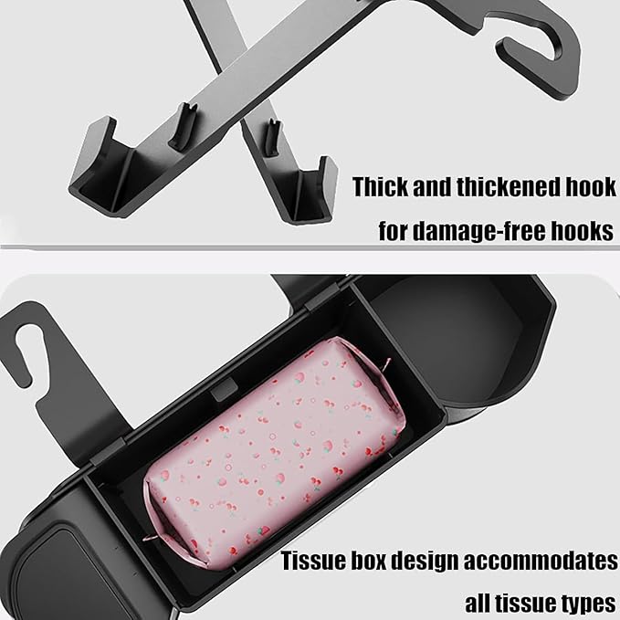 Car Organizers and Storage Box, Car Organizers and Storage Back Seat, With Cup Holder, Tissue Box, Trash Bin & Hooks, Strong Bags Hooks, Large Storage Space (2Pc Brown)
