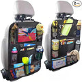 2 Pack Backseat Car Organizer & Kick Mat, Waterproof Seat Back Protector with Clear Pad/Tablet Holder, Universal Fit Car Organizer for Kids Travel Essentials & Storage for SUV/Truck/Sedan