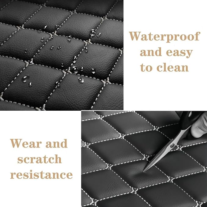 Custom Luxury Car Floor Mats Suitable for All Sedans, Sports Cars,SUV, Business Vehicles, Trucks, Waterproof and Anti Slip Fully Covered Leather Floor Mats (Black)