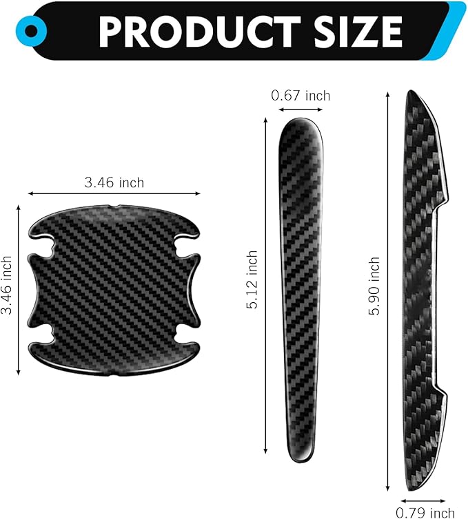 14 PCS Car Door Handle Protector, Carbon Fiber Door Edge Guards, Car Handle Scratch Protector, Auto Exterior Collision Prevention Decorative Accessories, Universal for Most Vehicle (Black)
