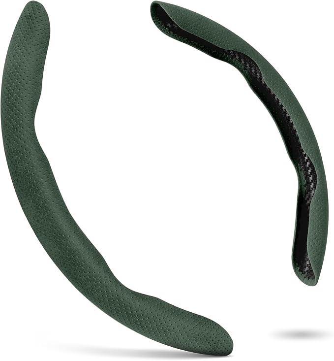 PAUUOOA 2 Piece Alcantara Steering Wheel Cover - Split Sport Design for D & O Shape Wheels, Soft Touch · Anti-Slip Grip · All Season Comfort · Durable Luxury Material for Performance Cars