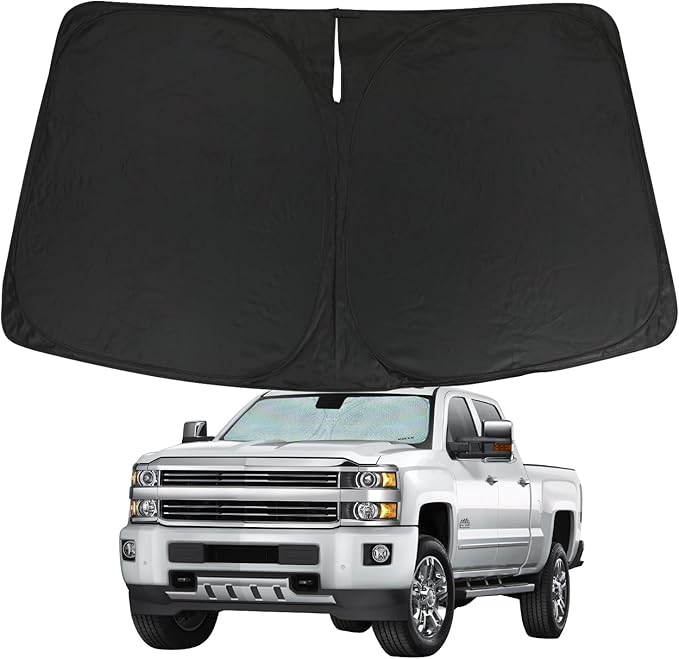ROCCS Foldable Windshield Sun Shade fit for GMC Sierra 1500 2500 HD 3500 HD 2014-2018, Front Window GMC Sierra Sunshade Sun Visor Cover Blocks UV Rays Keep Your Car Cooler