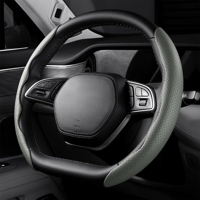 LoyaForba Car Steering Wheel Cover, Universal 15 Inch Leather Segmented Auto Steering Wheel Protector, Anti-Slip and Soft Breathable, Car Interior Accessories for Most Vehicle, SUV, Truck (Green)