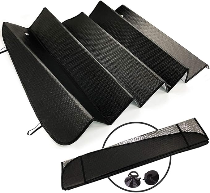 Big Hippo Front Car Sun Shade Windshield, Jumbo/Standard Sunshade Keeps Vehicle Cool UV Ray Sun Visor Protector Sunshades - Easy to Use Folding Sun Shade - Silver/Black Sides(Size: 55.16 X 27.5inch)