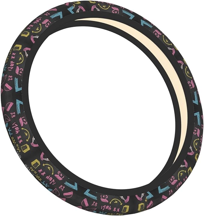 Math Mathematician Pi Day Car Steering Wheel Cover, 15 Inch Steering Wheel Cover Stylish Decor for Most Cars
