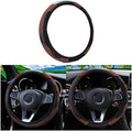 Car Steering Wheel Cover, 15 Inch PU Leather Carbon Fiber Elastic Stretch Without Inner Ring, Breathable Anti-Slip Auto Steering Wheel Protector for Women Men, Universal for Most Cars (Coffee)