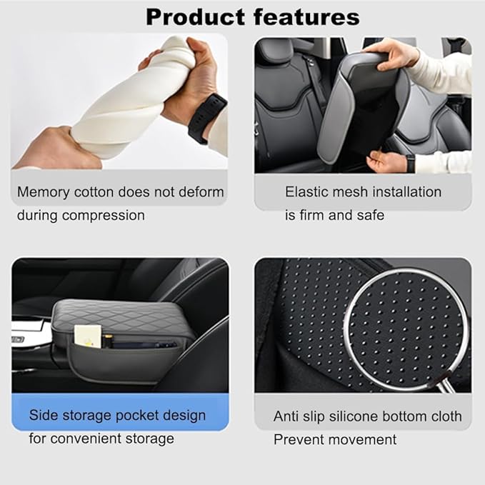 Center Console Armrest Cover Compatible with Dodge Ram 2500 2012-2024 Leather Car Armrest Cushion Pad Protector Black Interior Accessories,Black