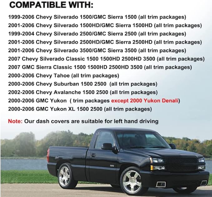 Dash Cover Mat Pad Custom Fit for 1999-2006 GMC Sierra/Chevy Chevrolet Silverado,2000-2006 GMC Yukon XL/Chevy Suburban Tahoe Avalanche,Dashboard Cover Carpet (99-06 Tan) Y55