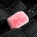 Sheepskin Armrest Cover Auto Center Armrest Cover Car Soft Console Pad, Fluffy Wool Auto Center Console Cover for Most Car Arm Rest Decoration Protector 9 x 14 Inch (Long Wool, Pink)