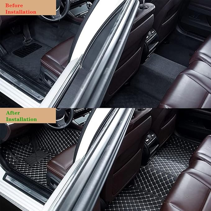 Custom Fit Car Floor Mats for Most Cars, SUVs, Trucks - Waterproof PU Leather All-Weather Floor Liners - Durable Anti-Slip Interior Car Accessories to Protect Vehicle Floors (Black Blue)