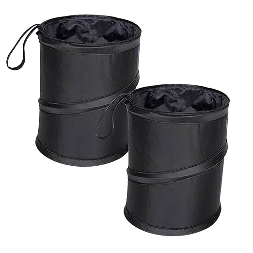 2pcs Collapsible Pop-up Car Trash Can with Elastic Band Hanging Multipurpose Trash Bin for Car/Home (Black)