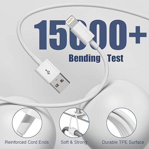 2 Pack iPhone Charger [MFi Certified] USB A to Lightning Cable Fast Charging & Data Sync for iPhone 14 13 12 11 Pro Max XR XS X 8 7 Plus 6S,iPad,Car Carplay – Durable TPE Apple Charger Cord 6FT