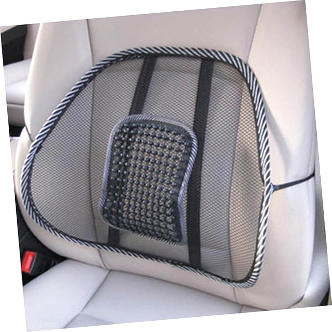 Relaxing Car Seat Lumbar Support Cushion Pad Mesh Back Massager for Office Chairs Cars and Home Use Enhanced Air Circulation for Comfort Black