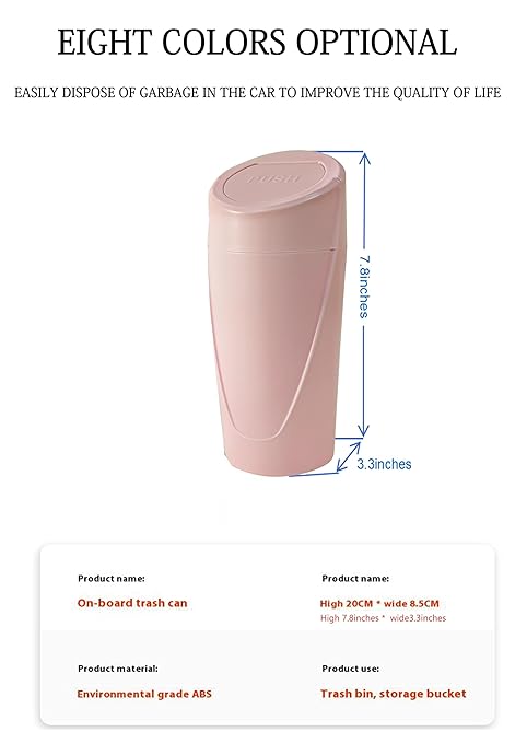 Car Trash Can Bin with Lid - 2 Packs Car Trash Bin-Car Trash Can Cup Holder-Mini Trash Garbage Can with 30pcs Small Trash Bags-Car Organizer Storage for Front Back Seat Accessories (Pink)
