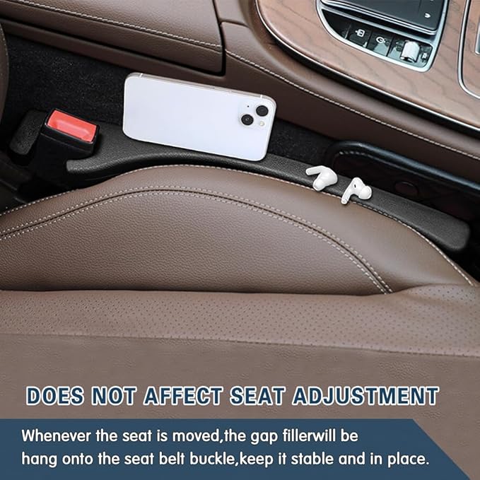 2Pcs Car Seat Gap Filler, Seat Gap Blocker, PU Leather Car Seat Gap Plug to Fill The Gap Between Seat and Console Stop Things from Dropping, Universal Car Interior Accessories for Car Truck