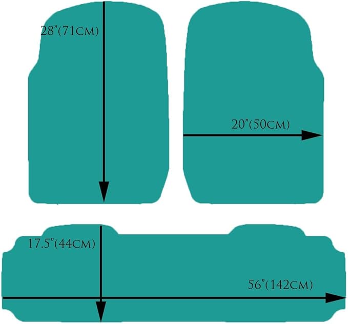 BDK Heavy Duty VAN SUV Rubber Floor Mats - 4 Pieces 3 Rows Full Set - All Weather Trimmable Mat (Black) - MT-713-711-BK