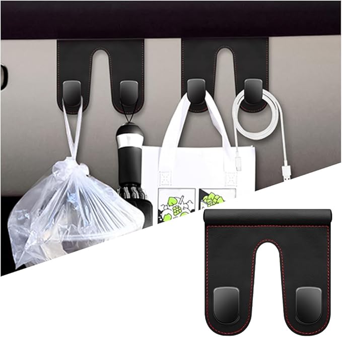 Mandark Car Co-Pilot Glovebox Hooks, Anti-Scratch Auto Co-Pilot Glove Box Hanger, Vehicle Interior Storage Organizer for Handbags Purses Coats, Universal for RV, SUV, Truck (Black/Double Hooks)