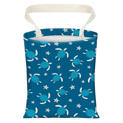 AXZOPDE Cute Car Trash Can, Hanging Canvas Car Back Seat Organizer and Storage Bag, Funny Car Trash Bag For Travelling, Outdoor Cute Blue Sea Turtle