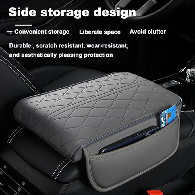 1 Pack Car Center Console Cover Custom Fit for Jeep Grand Cherokee 2025 2022-2024, Leather Memory Foam Armrest Cushion Protector, Anti-Scratch Durable Armrest Pad,Grey